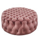 Dusty Pink Velvet Totally Tufted Round Ottoman Coffee Table 